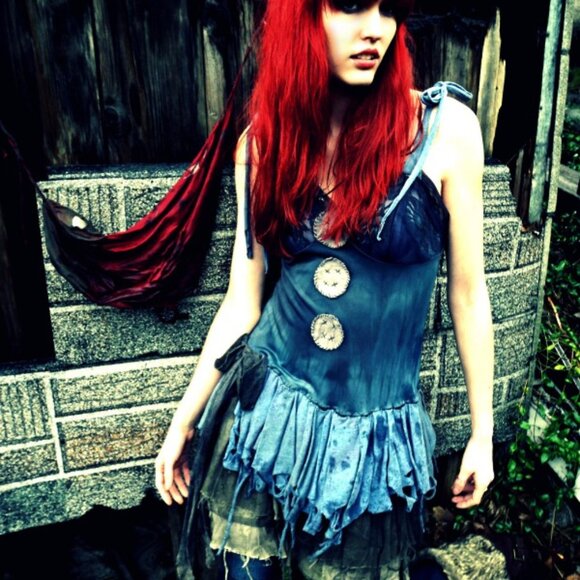 Wearydrearies Distressed Burning Man Fairy Dress in Blue - Picture 3 of 5